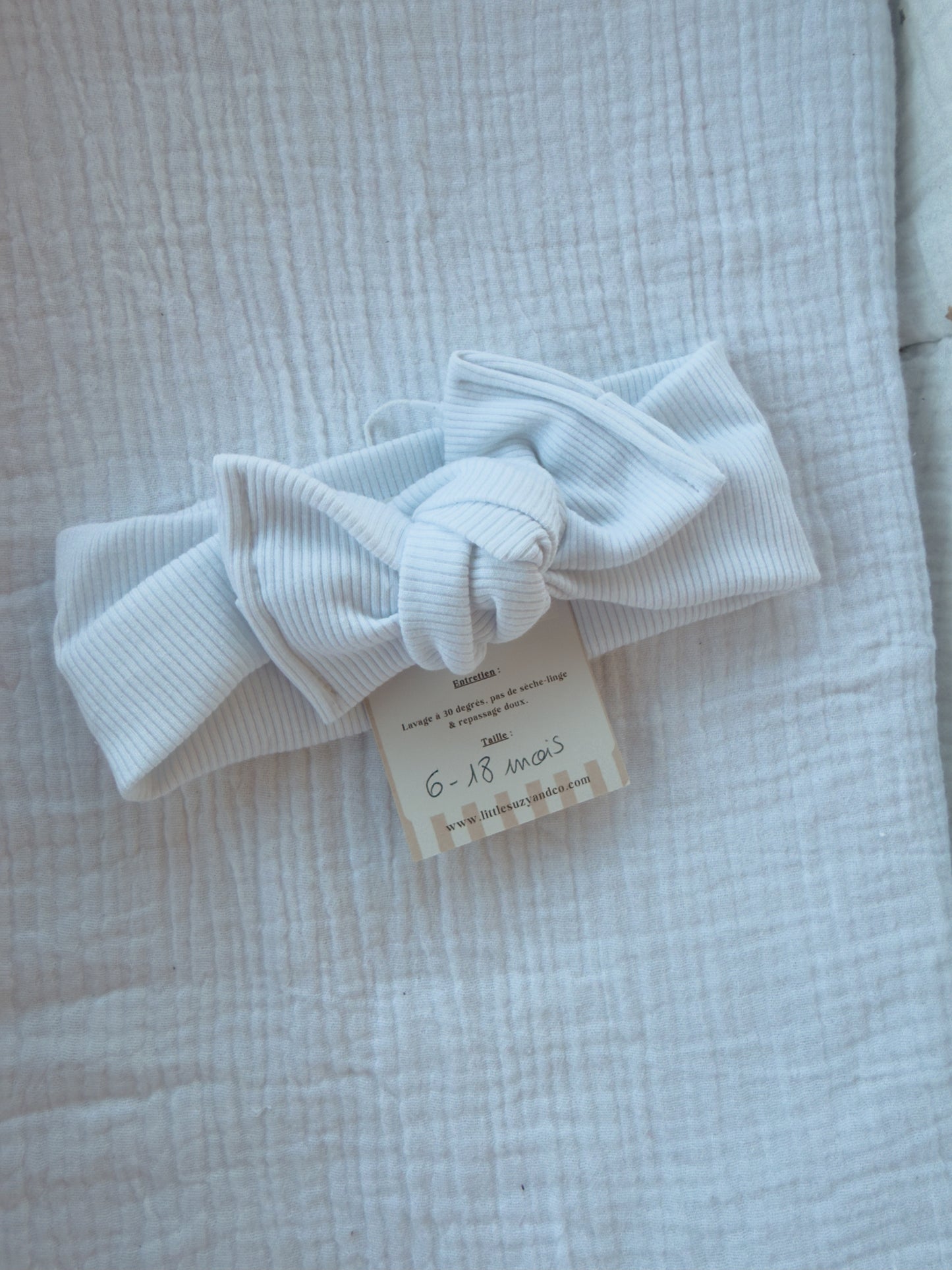 Headband blanc côtelé 6-18 mois- En stock