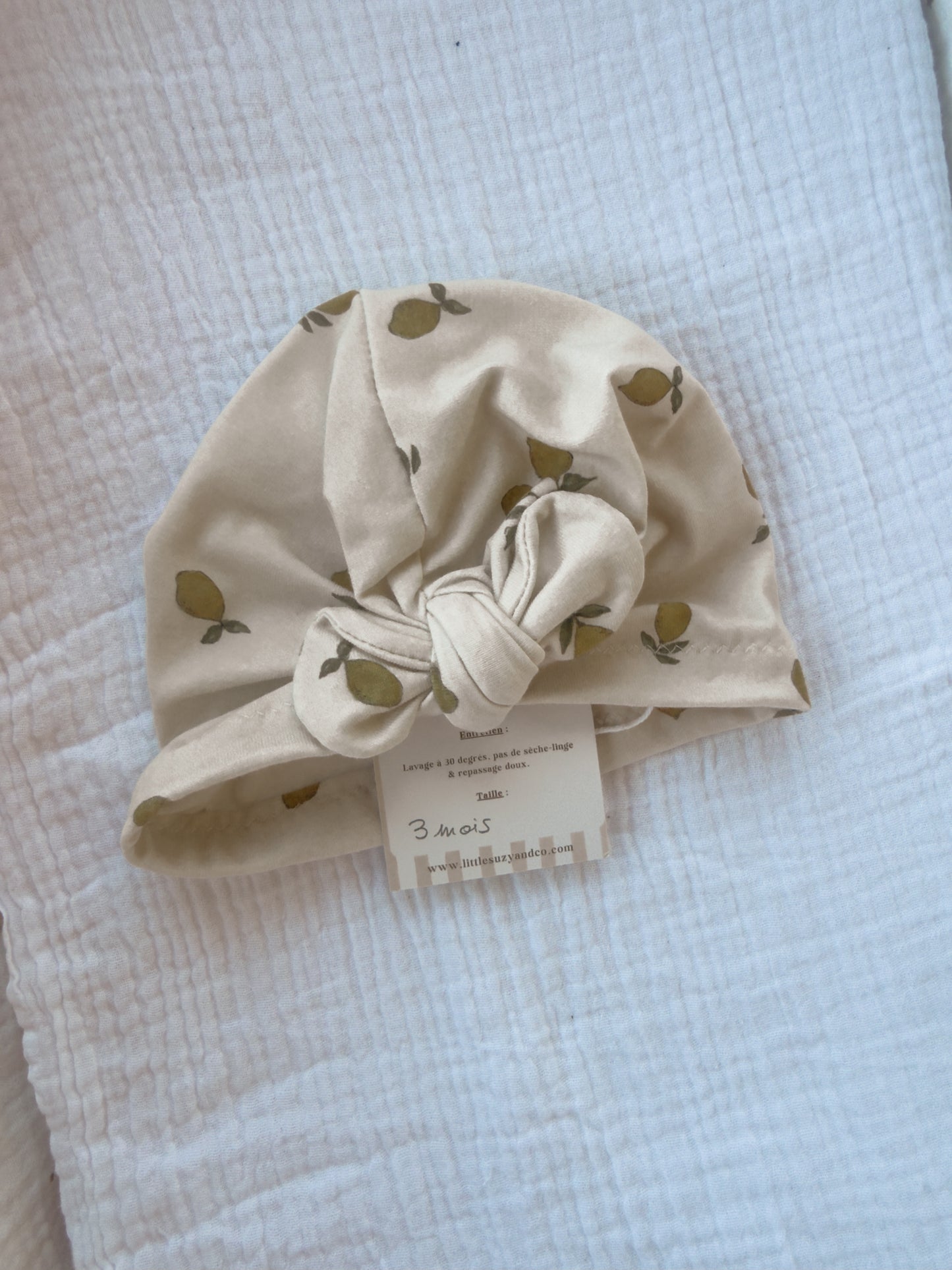 Turban 3 mois citrons - En stock