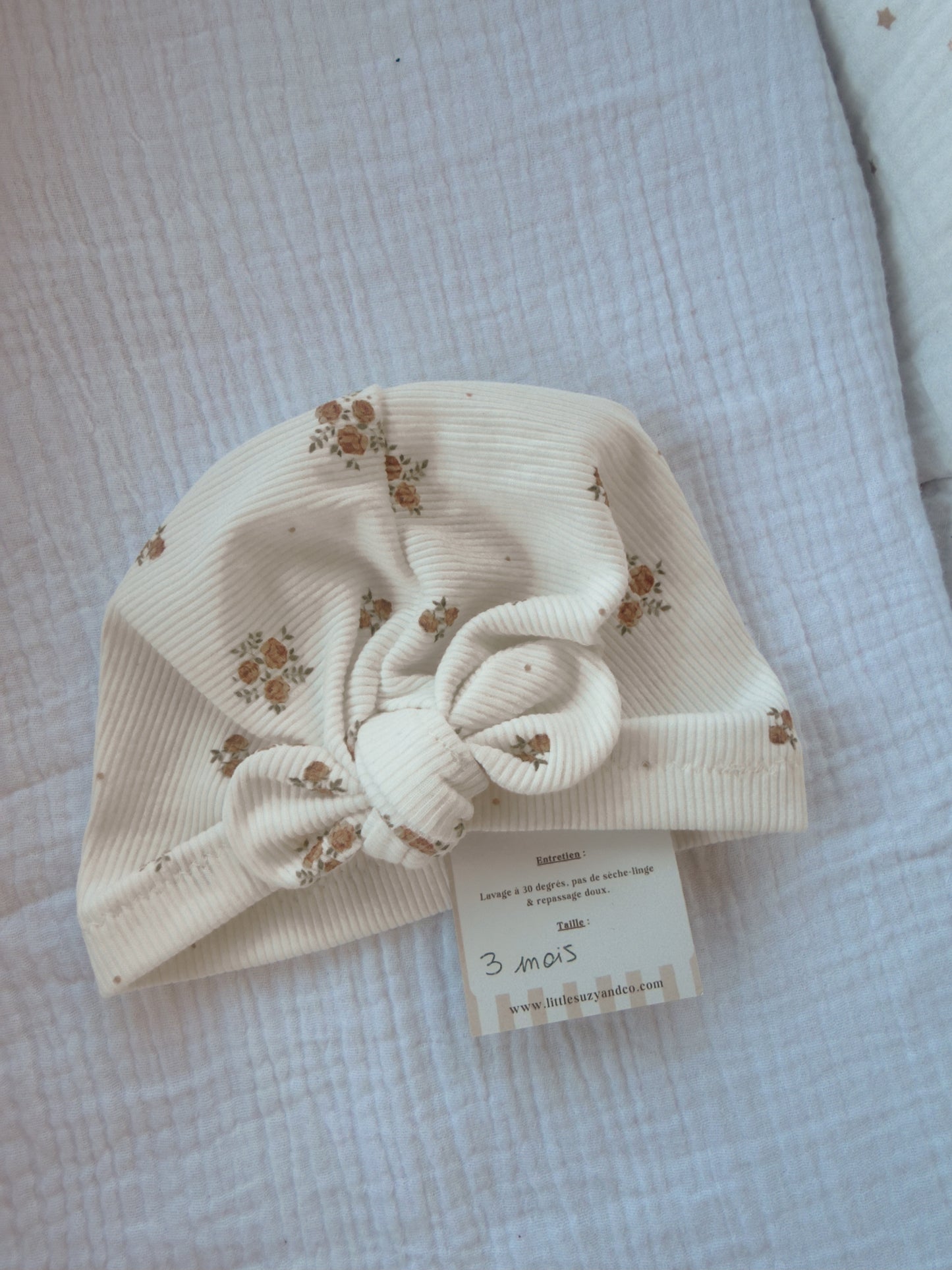 Turban 3 mois roses vintage  - En stock