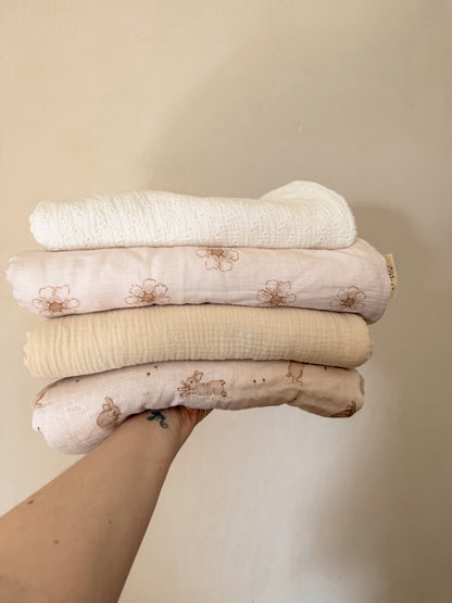 Couverture 70x90 Daisy crème/sherpa blanc - En stock