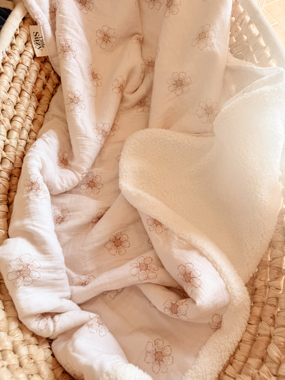 Couverture 70x90 Daisy crème/sherpa blanc - En stock