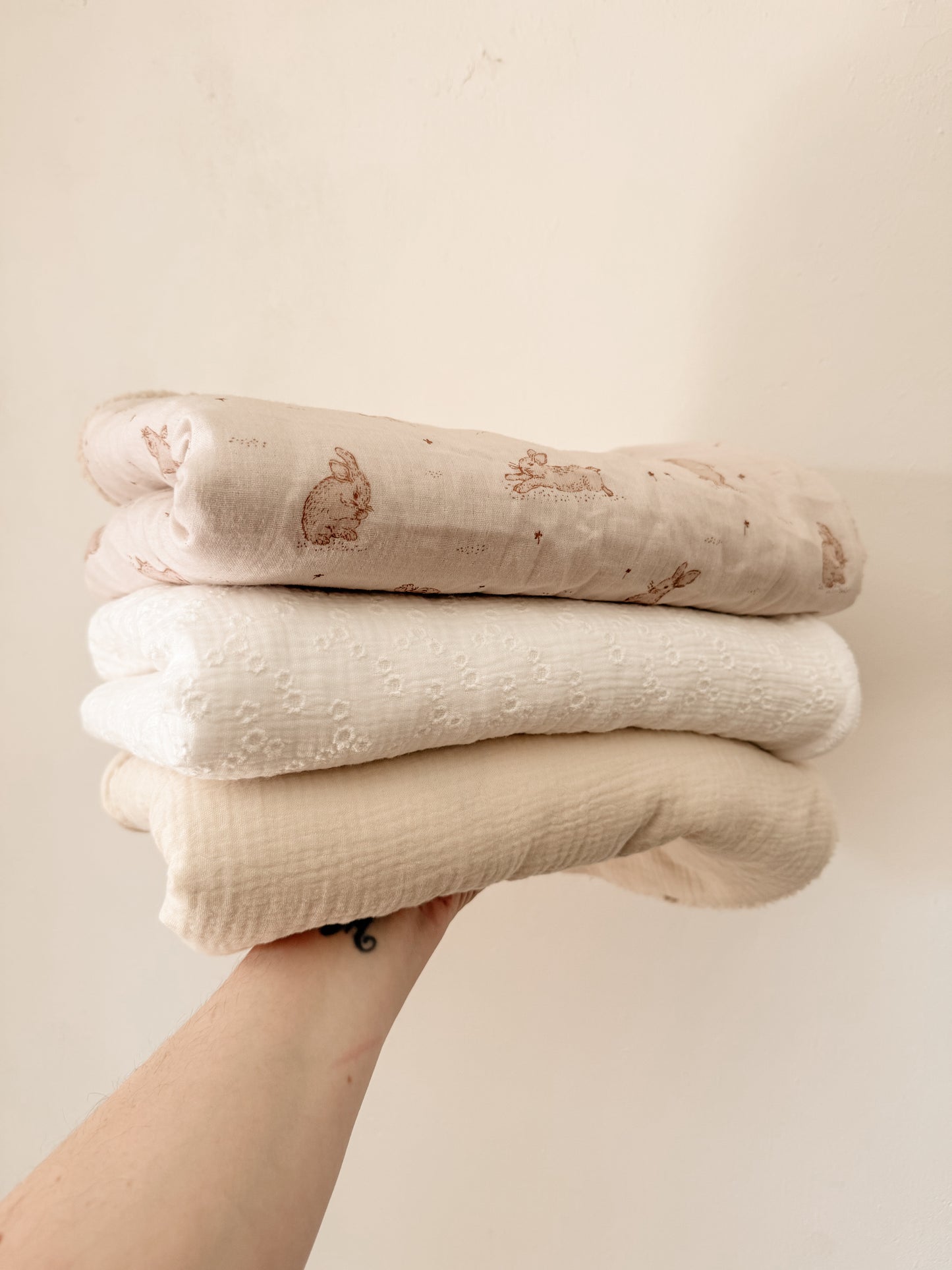 Couverture 70x90 millefleurs blanc/minky blanc - En stock (Copie)